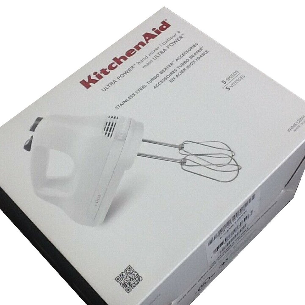brand new WHITE KitchenAid 5-Speed Hand Mixer Model KHM512WH